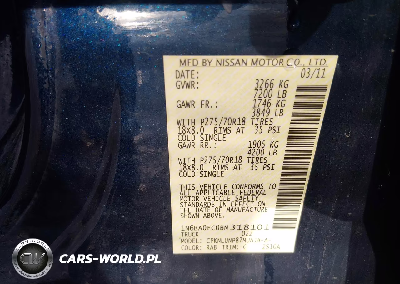2011 Nissan Titan Pro-4X VIN:1N6BA0EC0BN318101 - 9