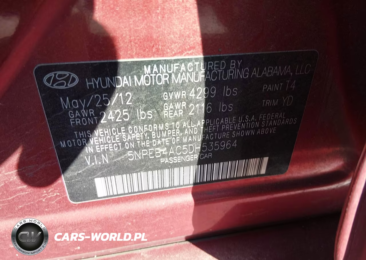 2013 Hyundai Sonata Gls VIN:5NPEB4AC5DH535964 - 9