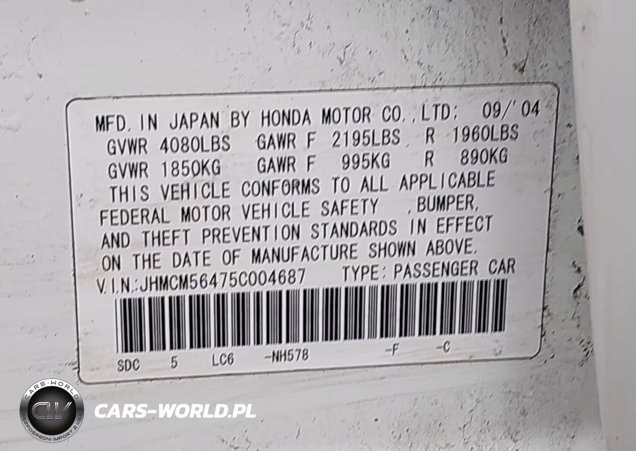 2005 Honda Accord 2.4 Lx VIN:JHMCM56475C004687 - 9