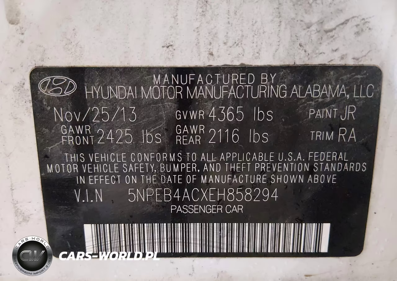 2014 Hyundai Sonata Gls VIN:5NPEB4ACXEH858294 - 9