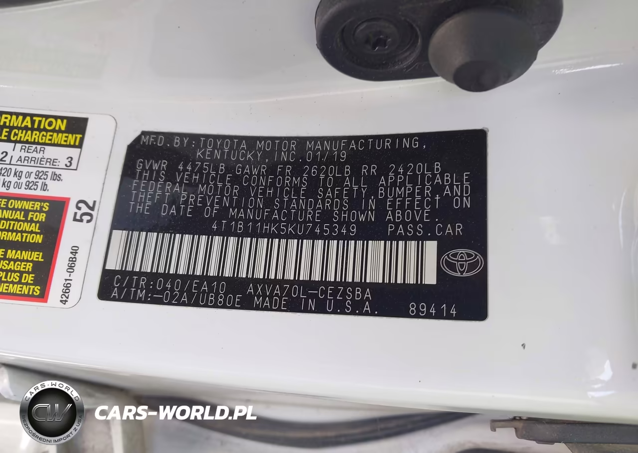 2019 Toyota Camry Se VIN:4T1B11HK5KU745349 - 9