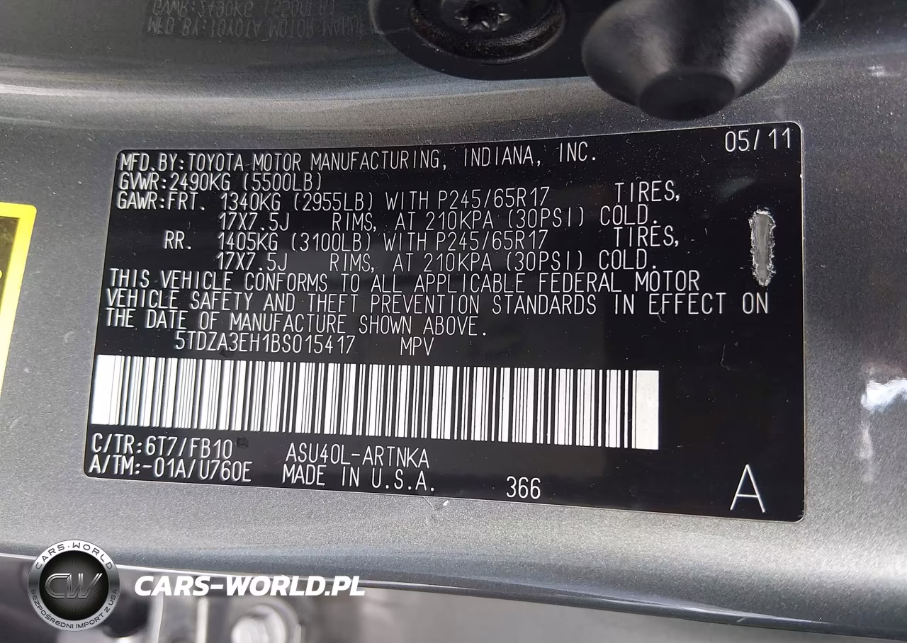 2011 Toyota Highlander VIN:5TDZA3EH1BS015417 - 9
