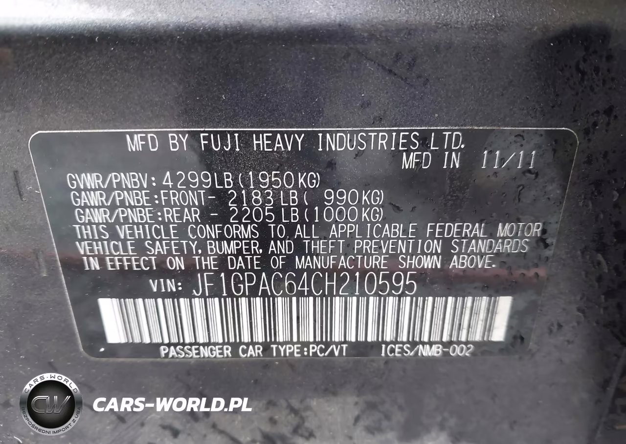 2012 Subaru Impreza 2.0I Premium VIN:JF1GPAC64CH210595 - 9