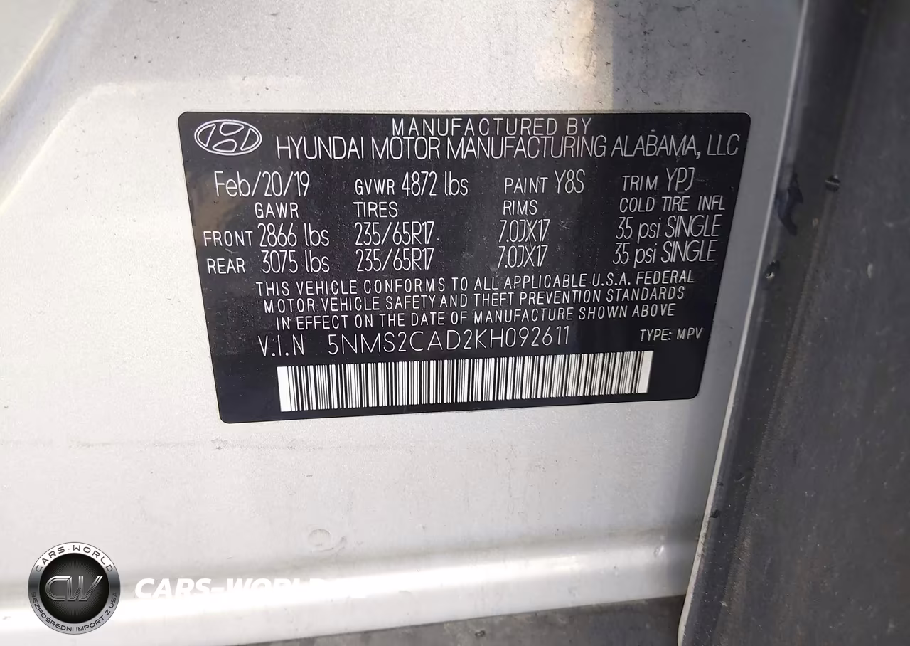 2019 Hyundai Santa Fe Se VIN:5NMS2CAD2KH092611 - 9