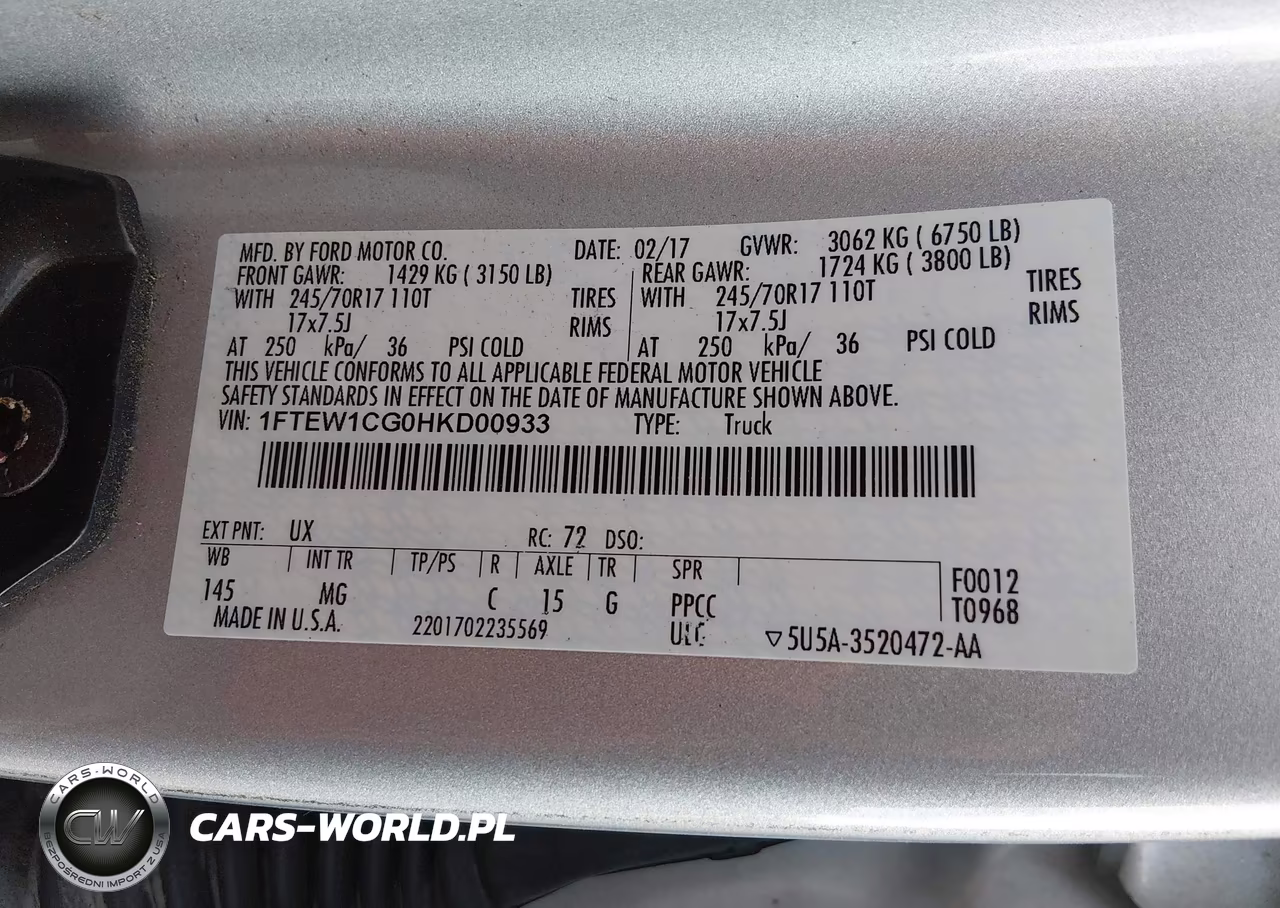 2017 Ford F-150 Xlt VIN:1FTEW1CG0HKD00933 - 9