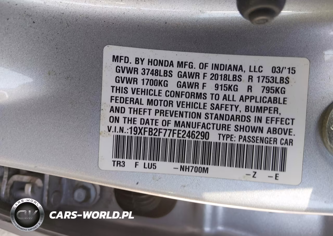 2015 Honda Civic Se VIN:19XFB2F77FE246290 - 9