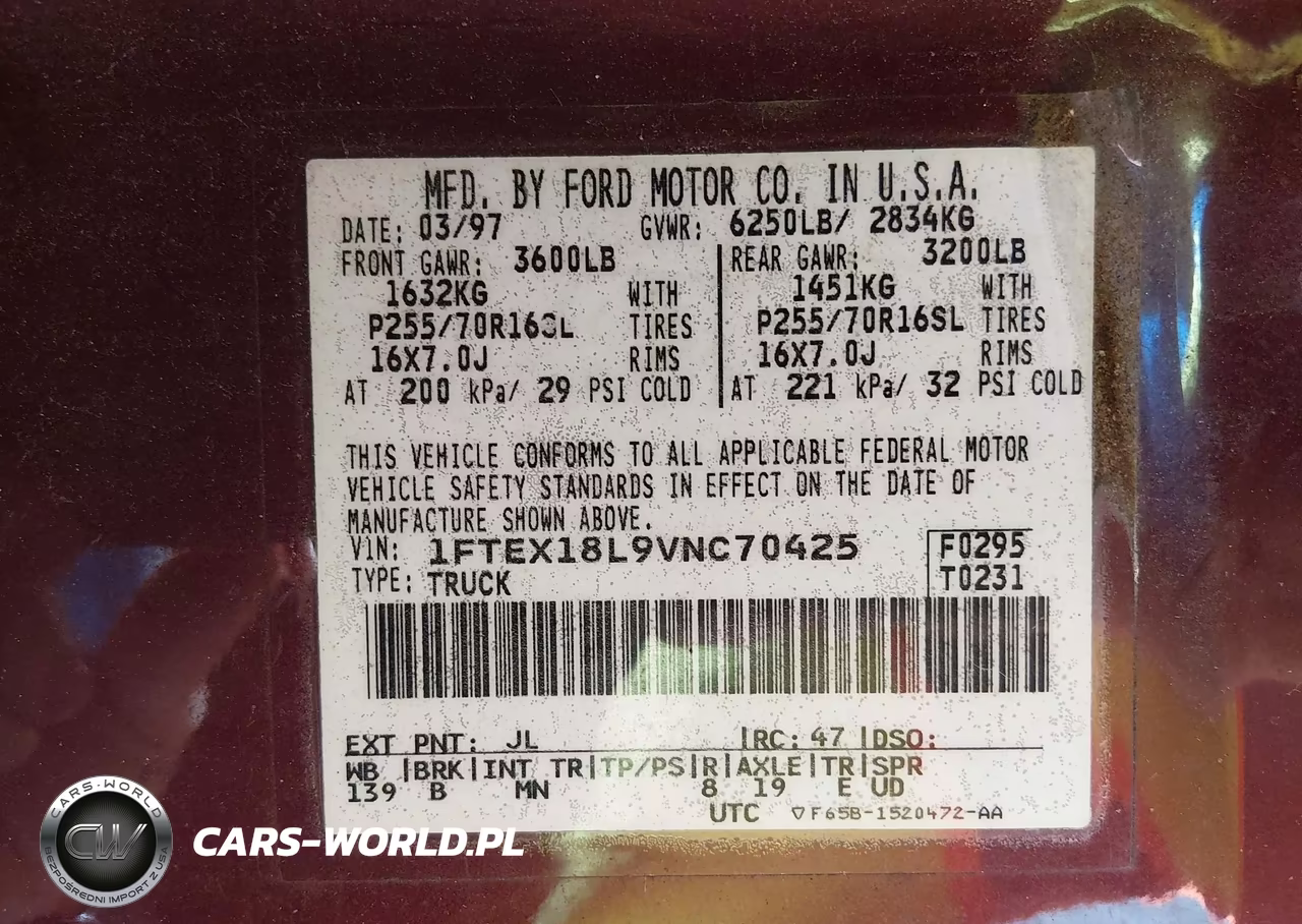 1997 Ford F-150 Lariat-Xl-Xlt VIN:1FTEX18L9VNC70425 - 9