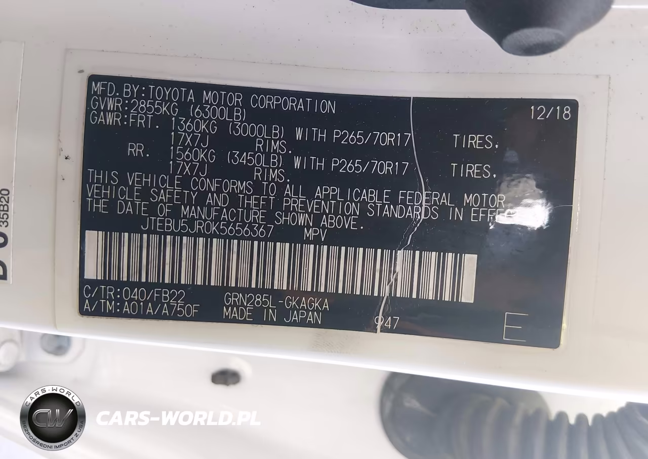 2019 Toyota 4Runner Sr5 Premium VIN:JTEBU5JR0K5656367 - 9