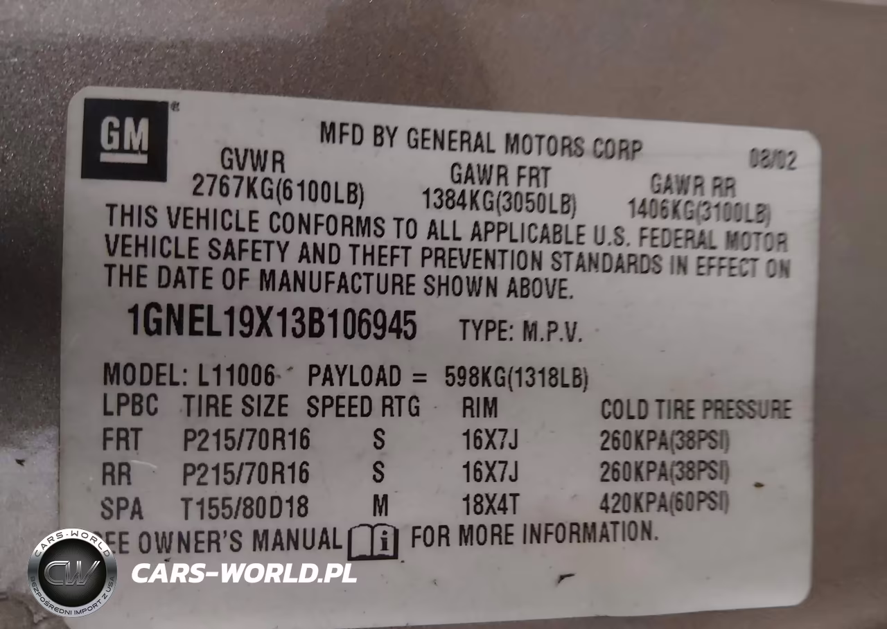 2003 Chevrolet Astro Ls VIN:1GNEL19X13B106945 - 9