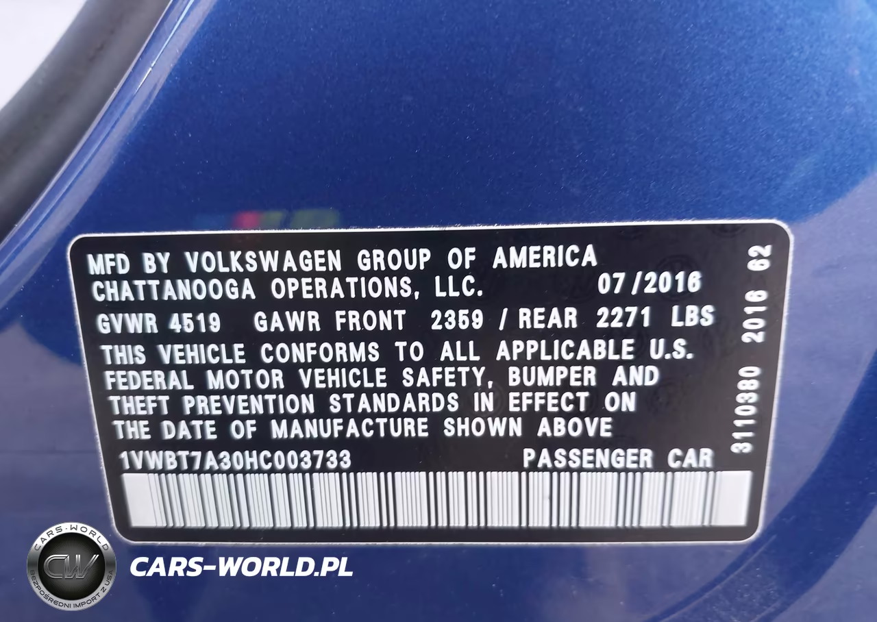 2017 Volkswagen Passat 1.8T Se VIN:1VWBT7A30HC003733 - 9