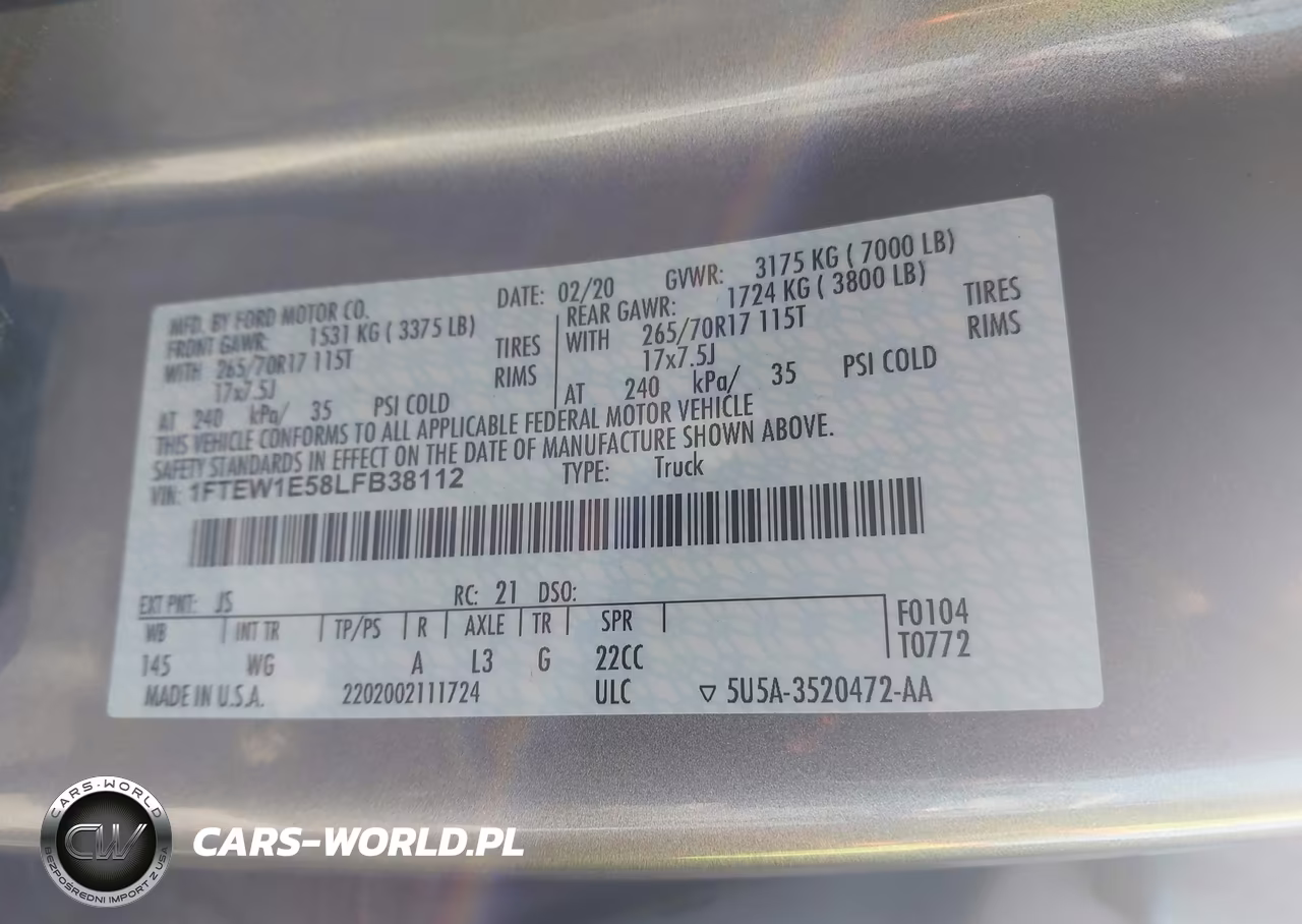 2020 Ford F-150 Xl VIN:1FTEW1E58LFB38112 - 9
