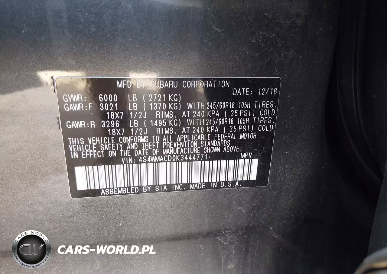2019 Subaru Ascent Premium VIN:4S4WMACD0K3444771 - 9
