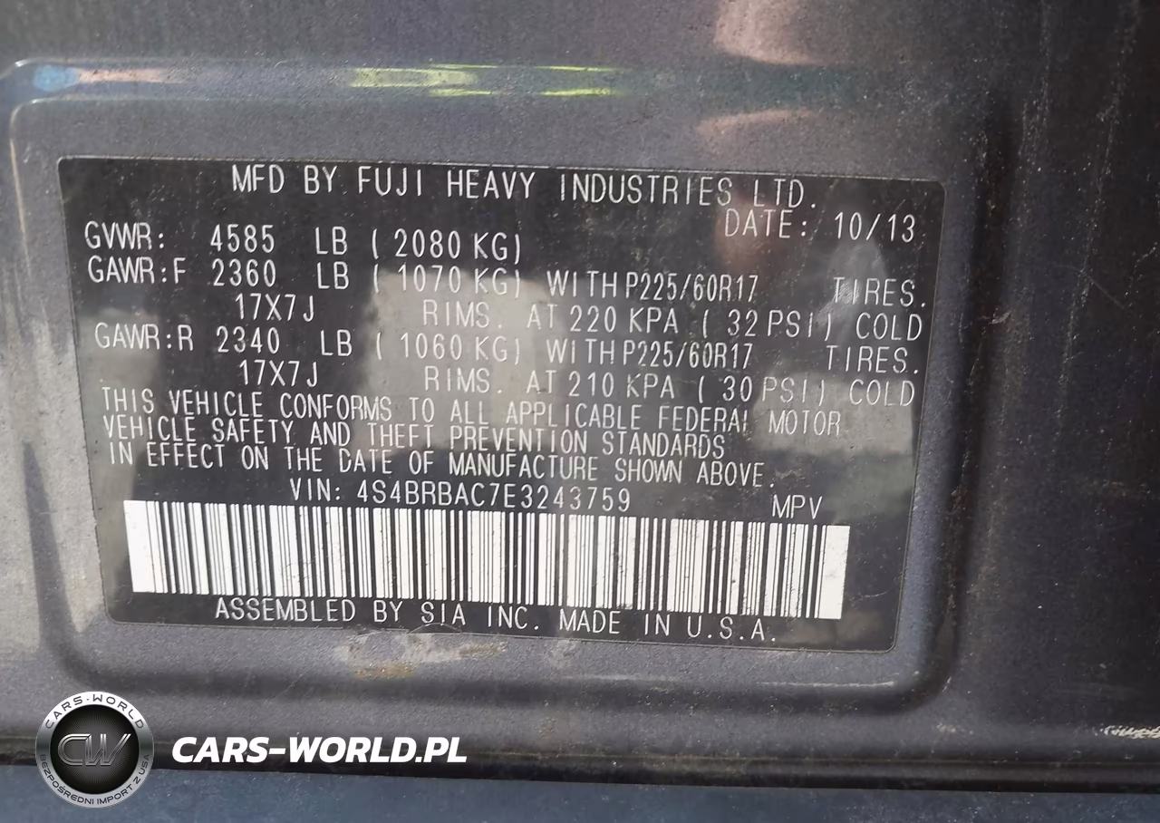 2014 Subaru Outback 2.5I VIN:4S4BRBAC7E3243759 - 9
