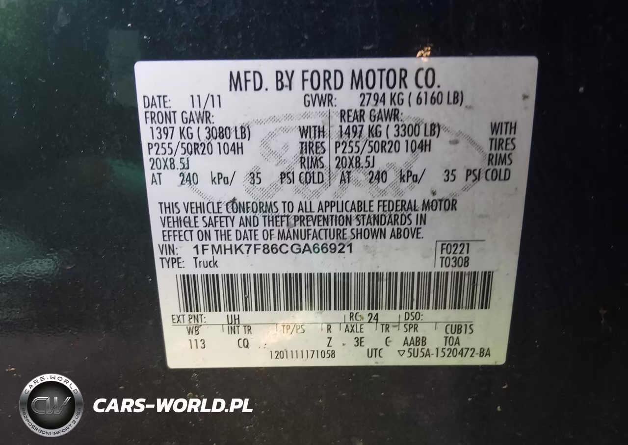 2012 Ford Explorer Limited VIN:1FMHK7F86CGA66921 - 9