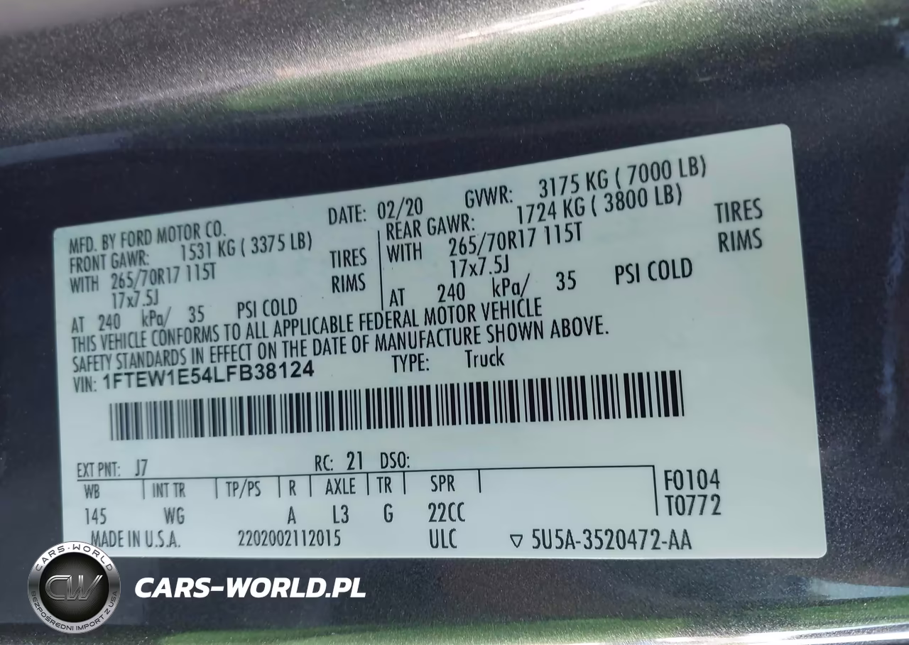 2020 Ford F-150 Xl VIN:1FTEW1E54LFB38124 - 9