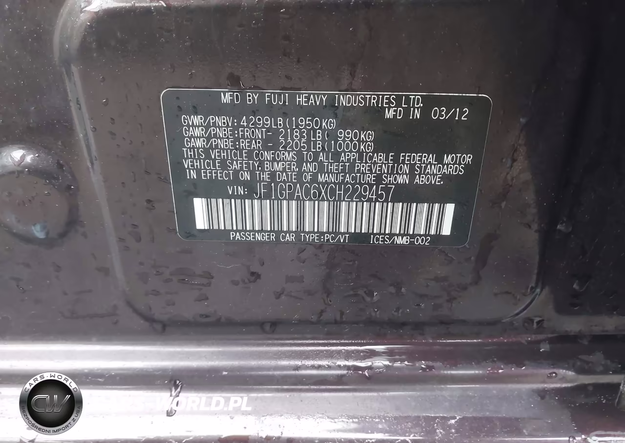 2012 Subaru Impreza 2.0I Premium VIN:JF1GPAC6XCH229457 - 9