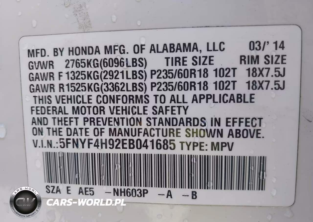 2014 Honda Pilot Touring VIN:5FNYF4H92EB041685 - 9