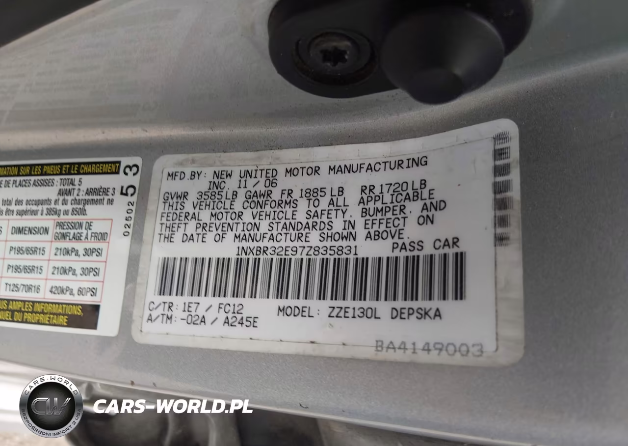 2007 Toyota Corolla S VIN:1NXBR32E97Z835831 - 9