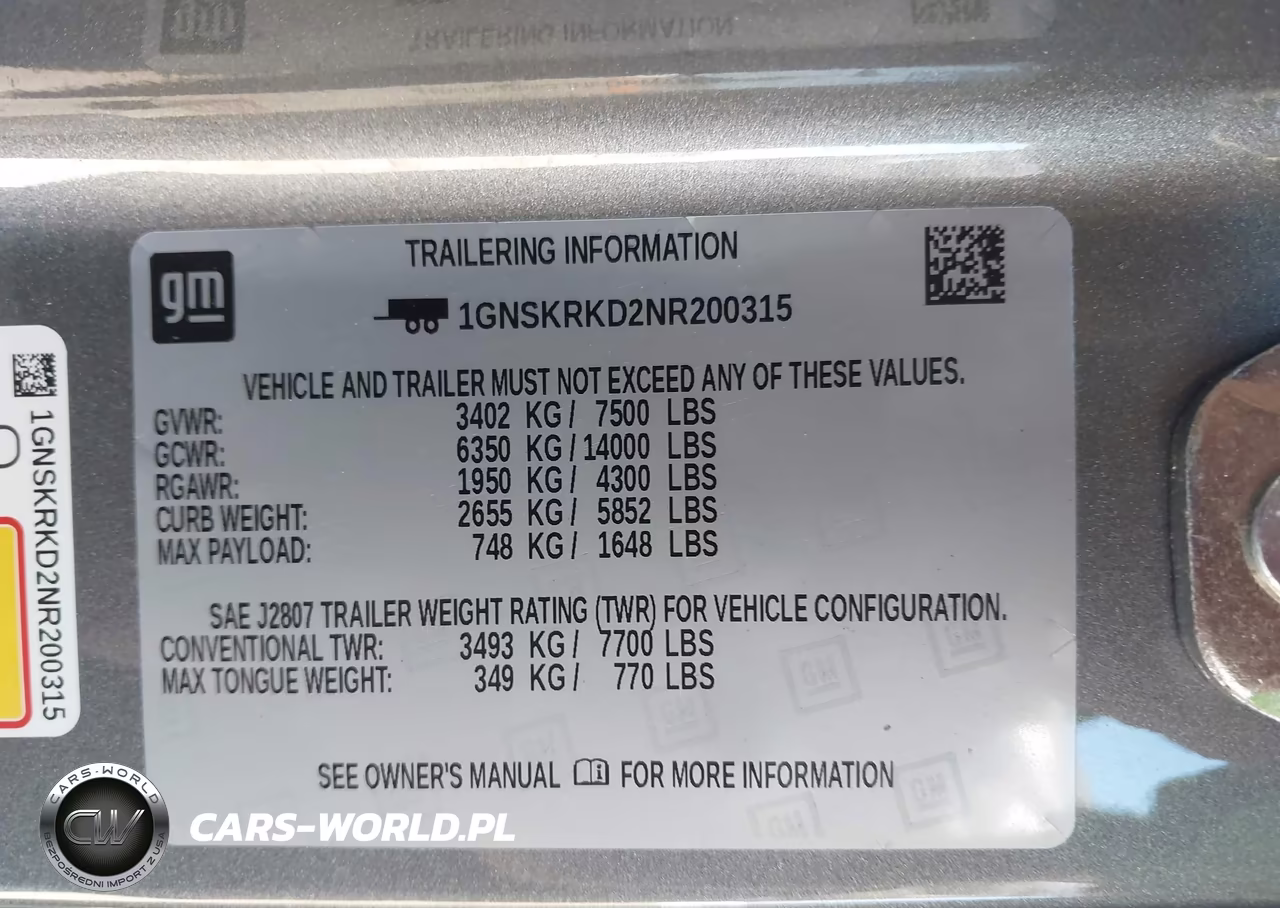 2022 Chevrolet Tahoe 4Wd Rst VIN:1GNSKRKD2NR200315 - 9