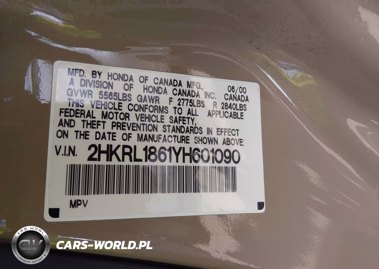 2000 Honda Odyssey Ex VIN:2HKRL1861YH601090 - 9