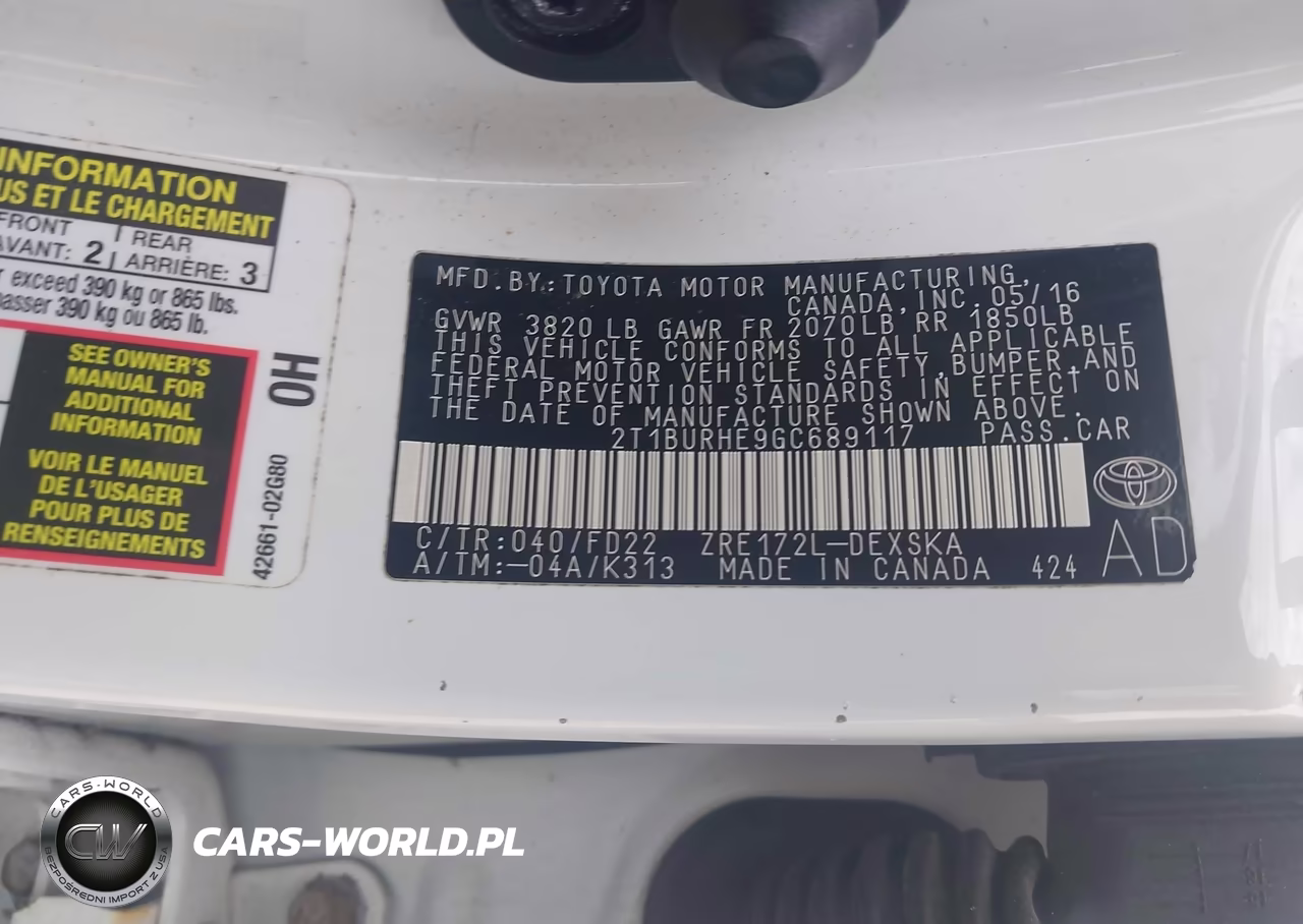 2016 Toyota Corolla S Plus VIN:2T1BURHE9GC689117 - 9