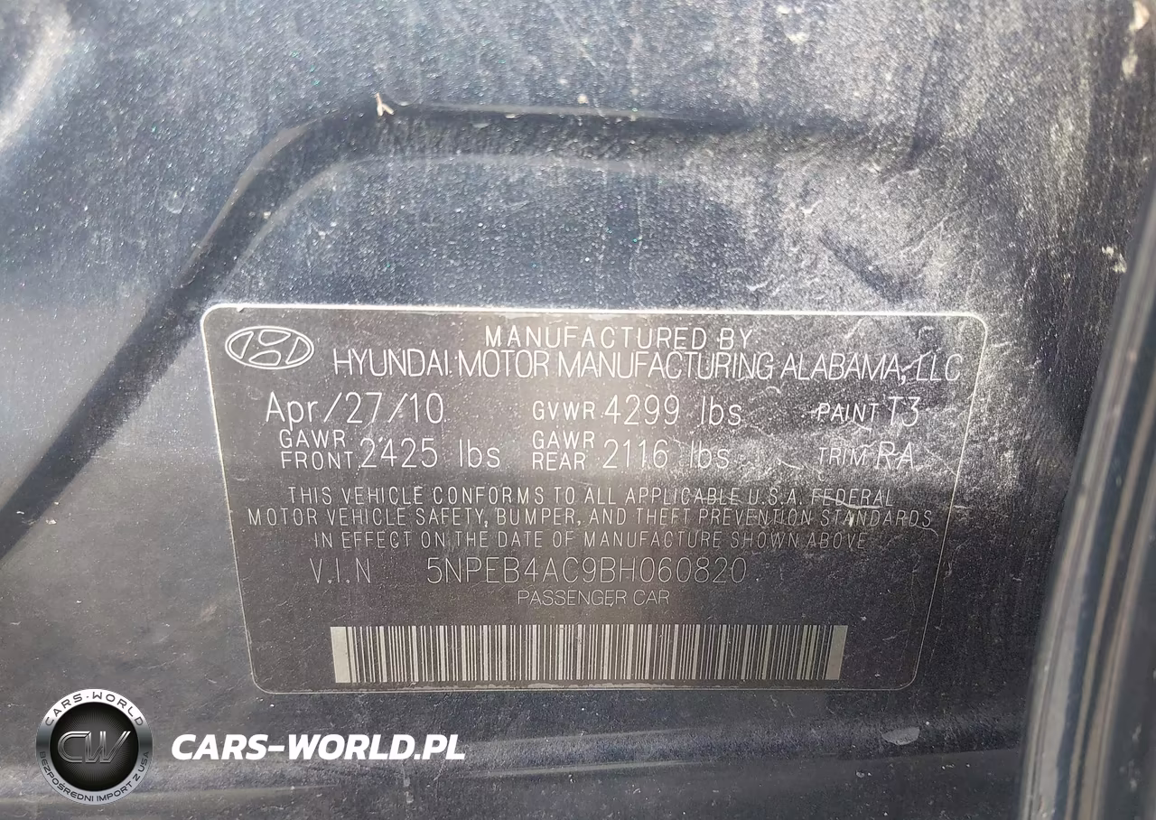 2011 Hyundai Sonata Gls VIN:5NPEB4AC9BH060820 - 9
