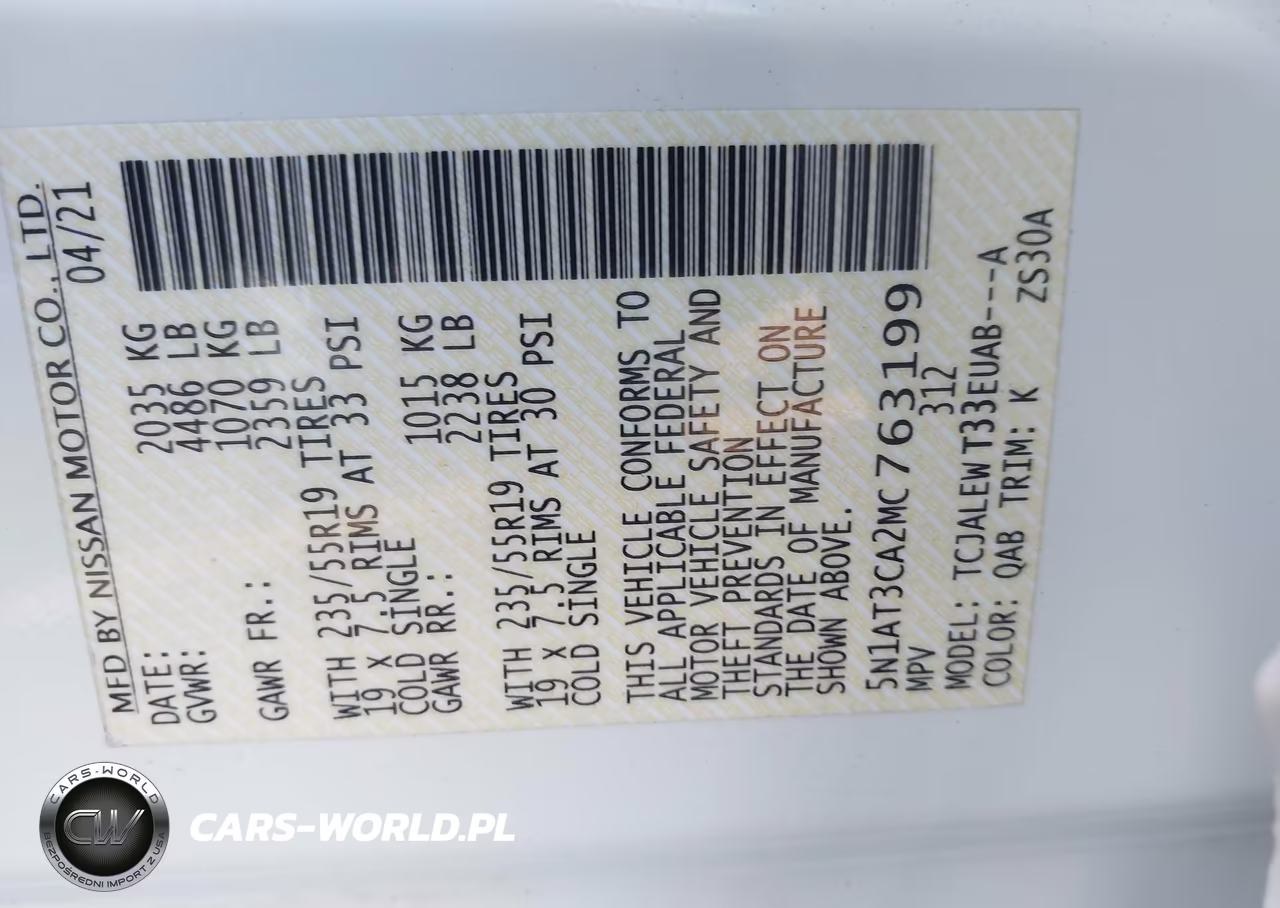 2021 Nissan Rogue Sl Fwd VIN:5N1AT3CA2MC763199 - 9