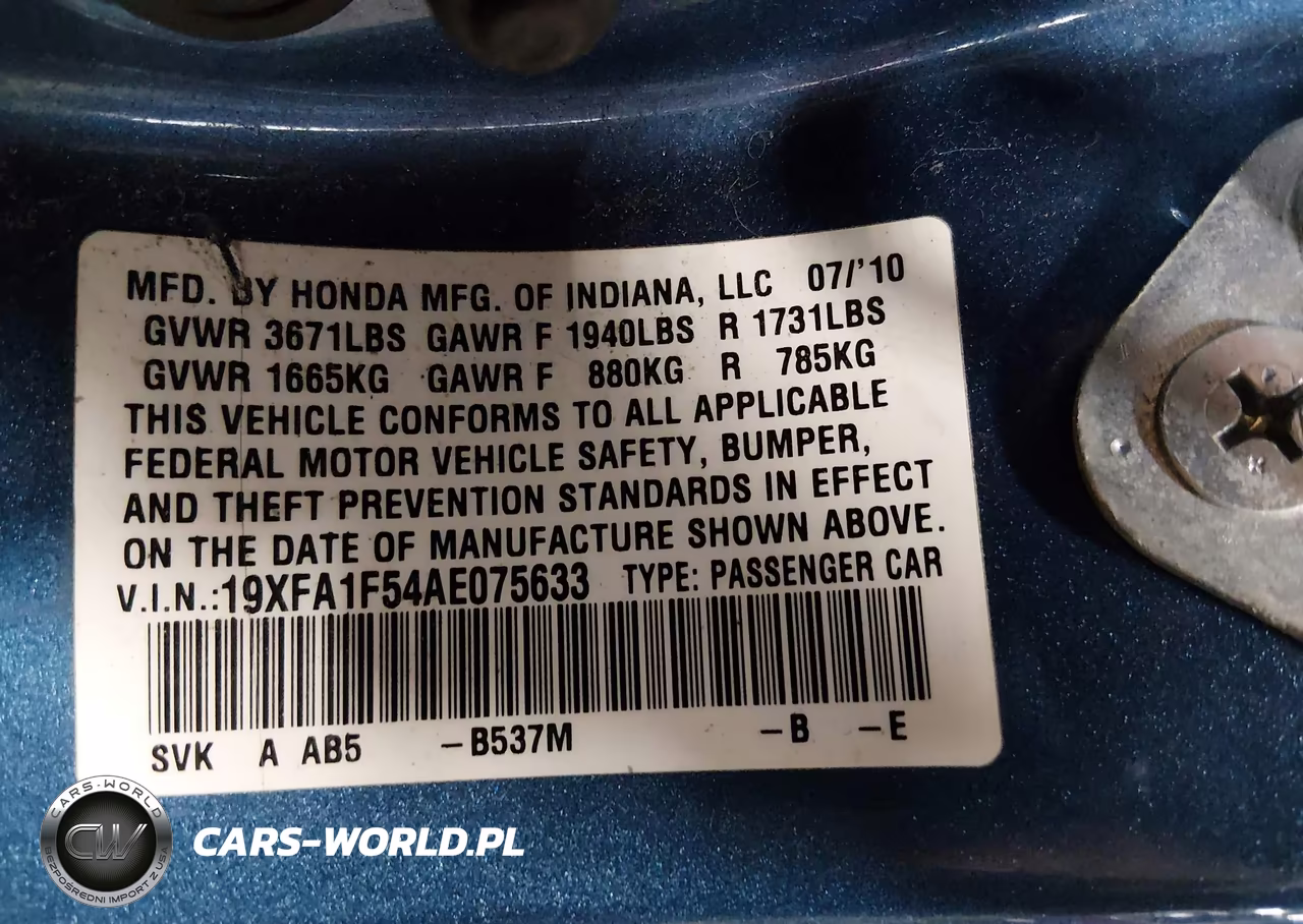 2010 Honda Civic Lx VIN:19XFA1F54AE075633 - 9
