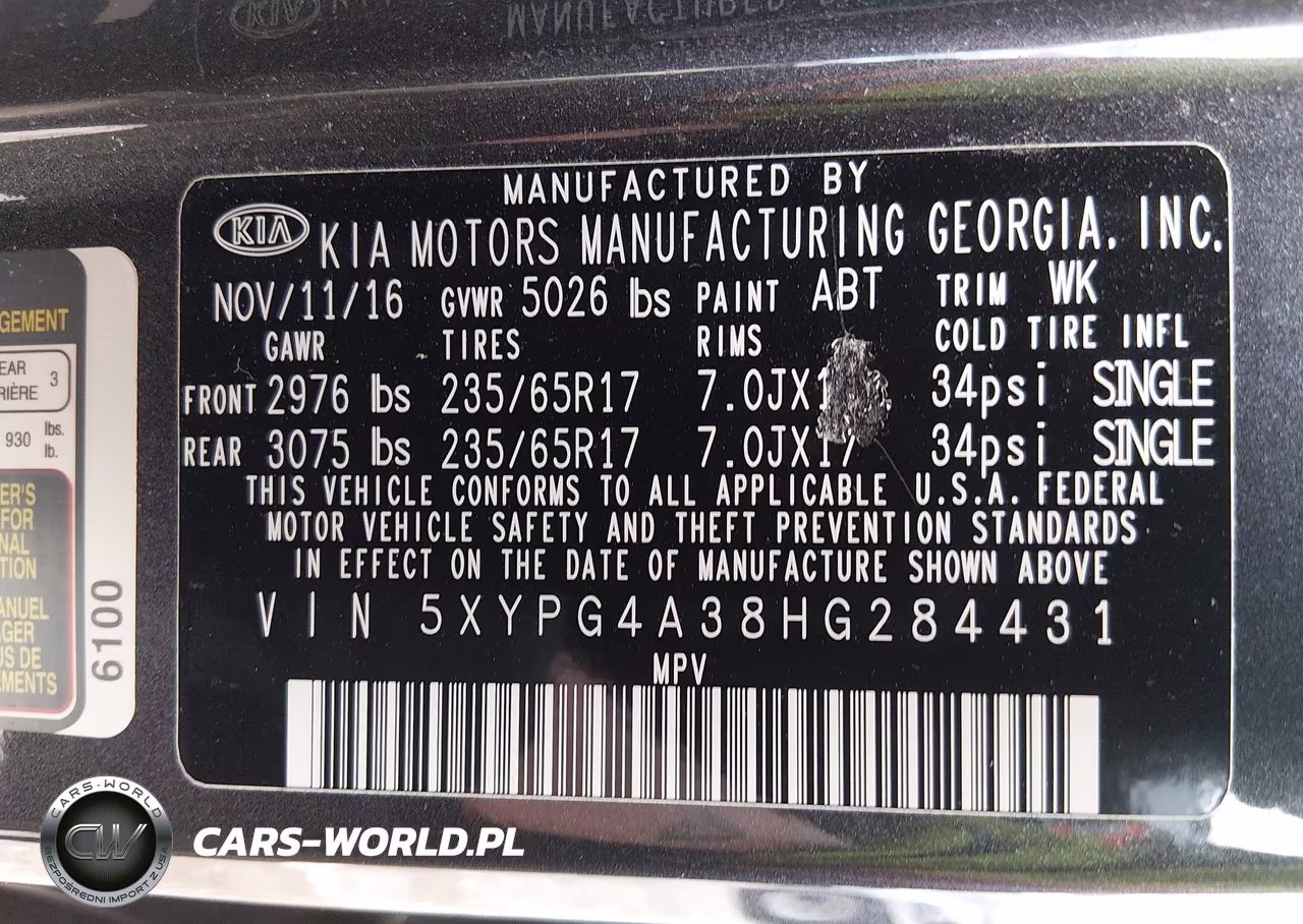 2017 Kia Sorento 2.4L Lx VIN:5XYPG4A38HG284431 - 9