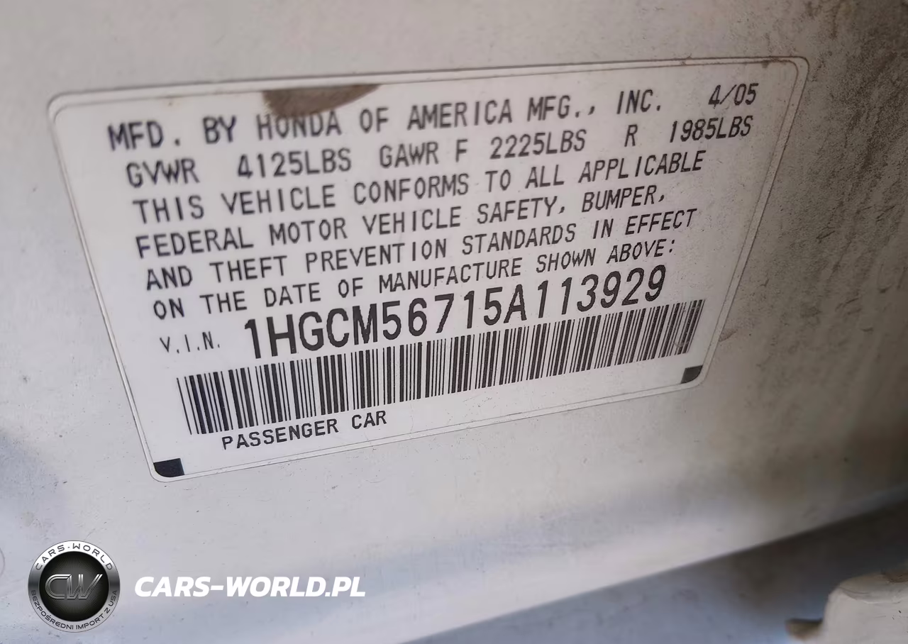 2005 Honda Accord 2.4 Ex VIN:1HGCM56715A113929 - 9