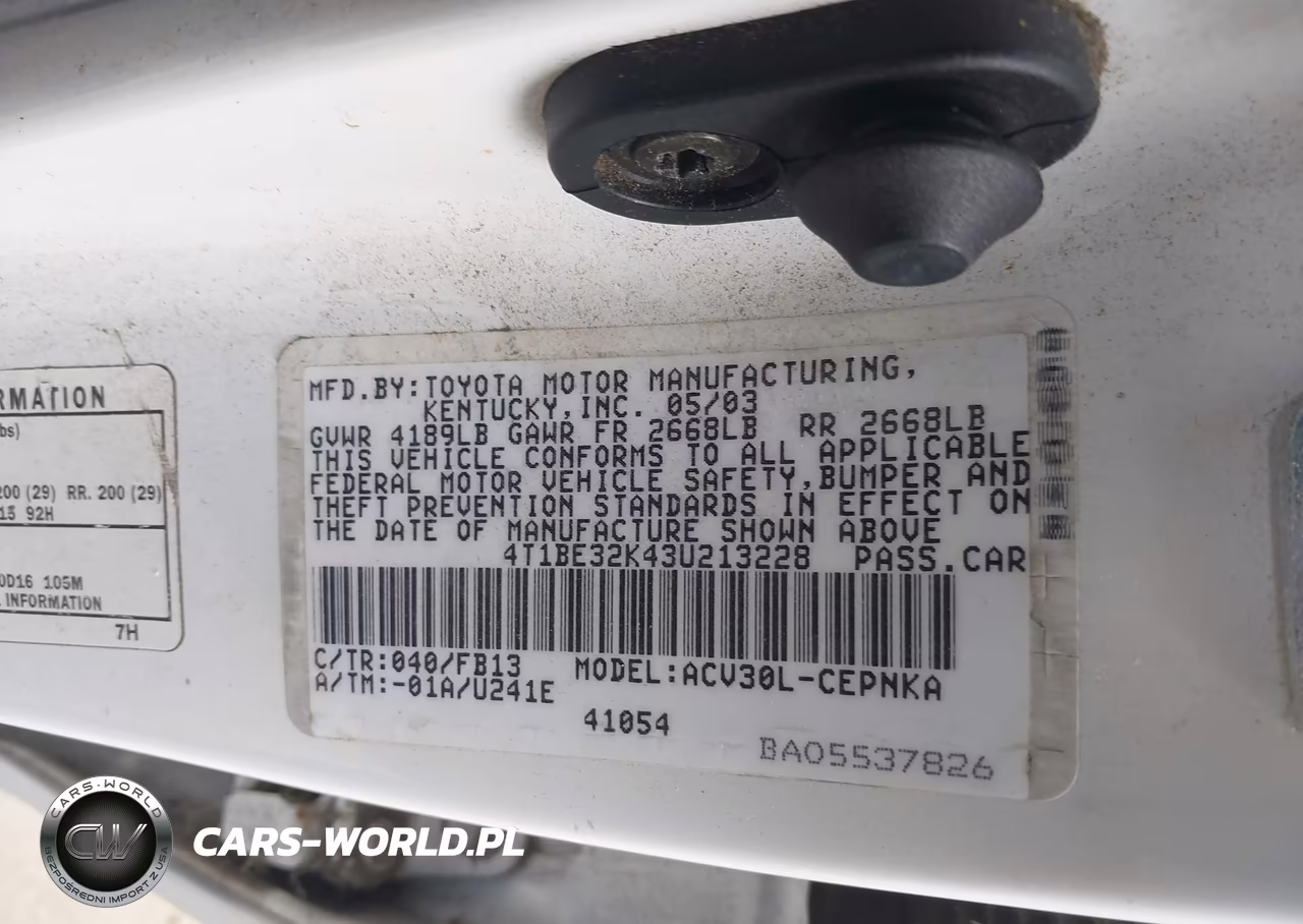 2003 Toyota Camry Le VIN:4T1BE32K43U213228 - 9