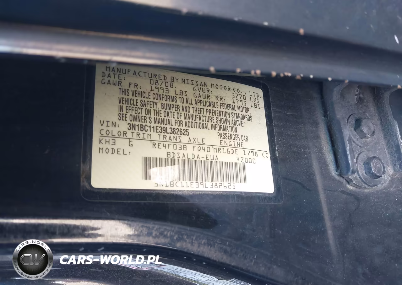 2009 Nissan Versa 1.8S VIN:3N1BC11E39L382625 - 9