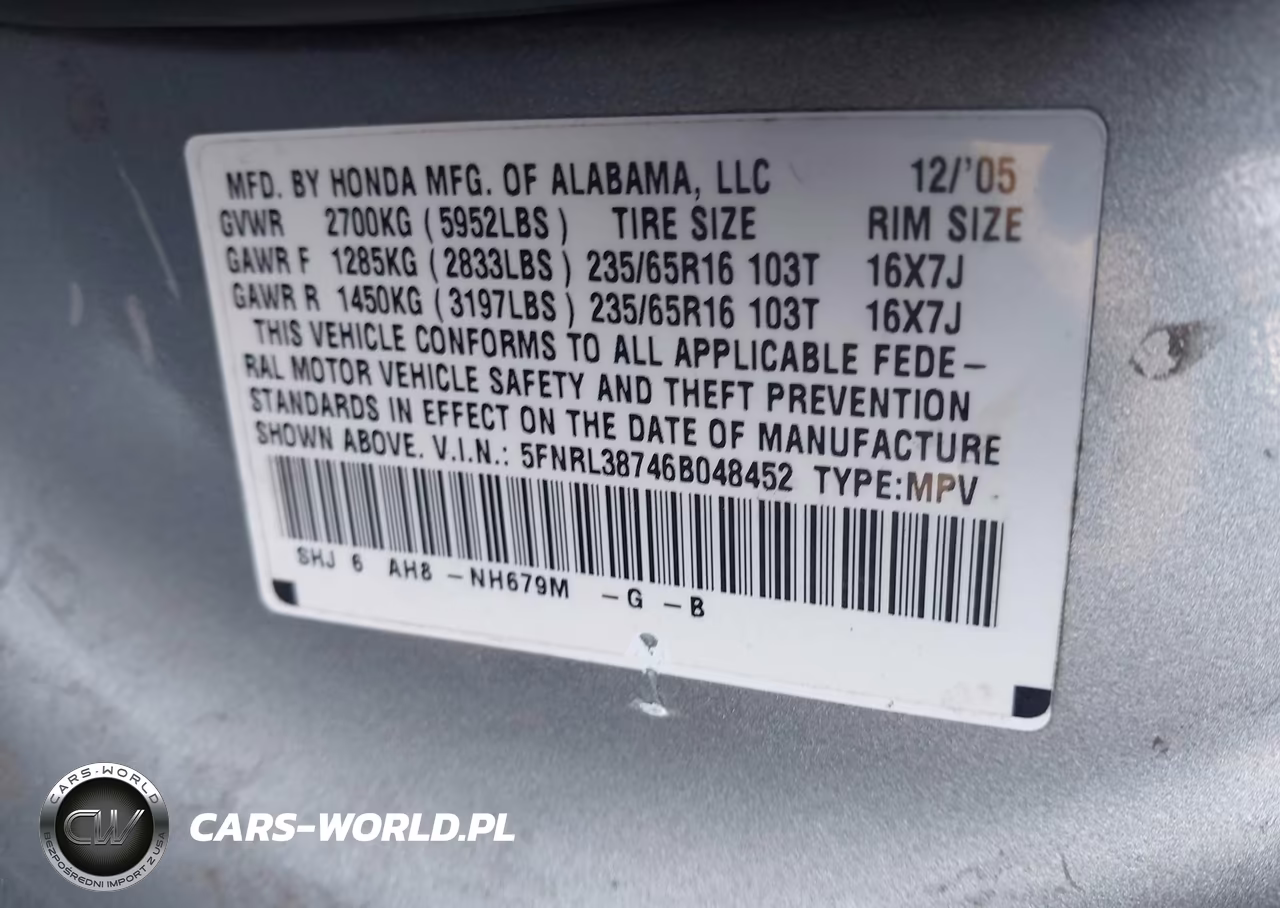 2006 Honda Odyssey Ex-L VIN:5FNRL38746B048452 - 9