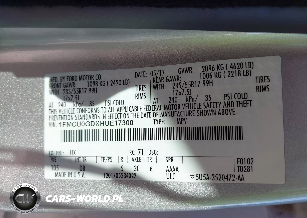 2017 Ford Escape Se VIN:1FMCU0GDXHUE17300 - 9