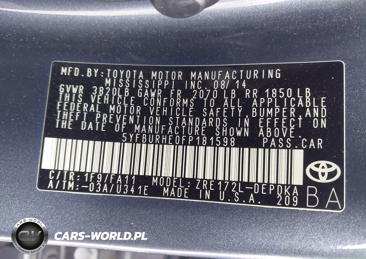 2015 Toyota Corolla L VIN:5YFBURHE0FP181598 - 9