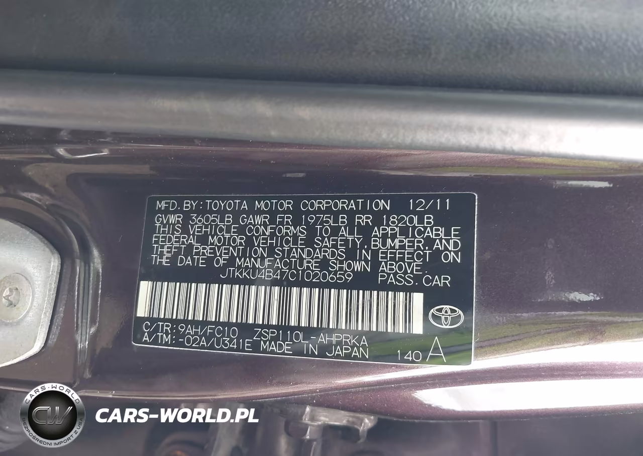 2012 Scion Xd VIN:JTKKU4B47C1020659 - 9