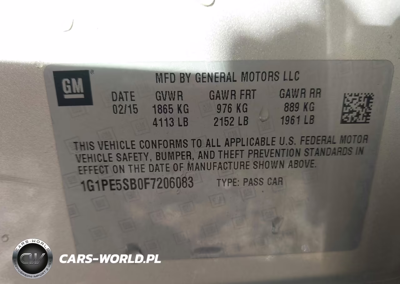 2015 Chevrolet Cruze 2Lt Auto VIN:1G1PE5SB0F7206083 - 9
