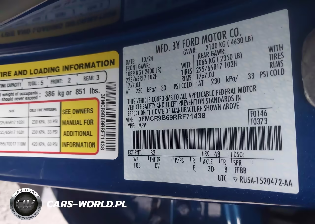 2024 Ford Bronco Sport Big Bend VIN:3FMCR9B69RRF71438 - 9