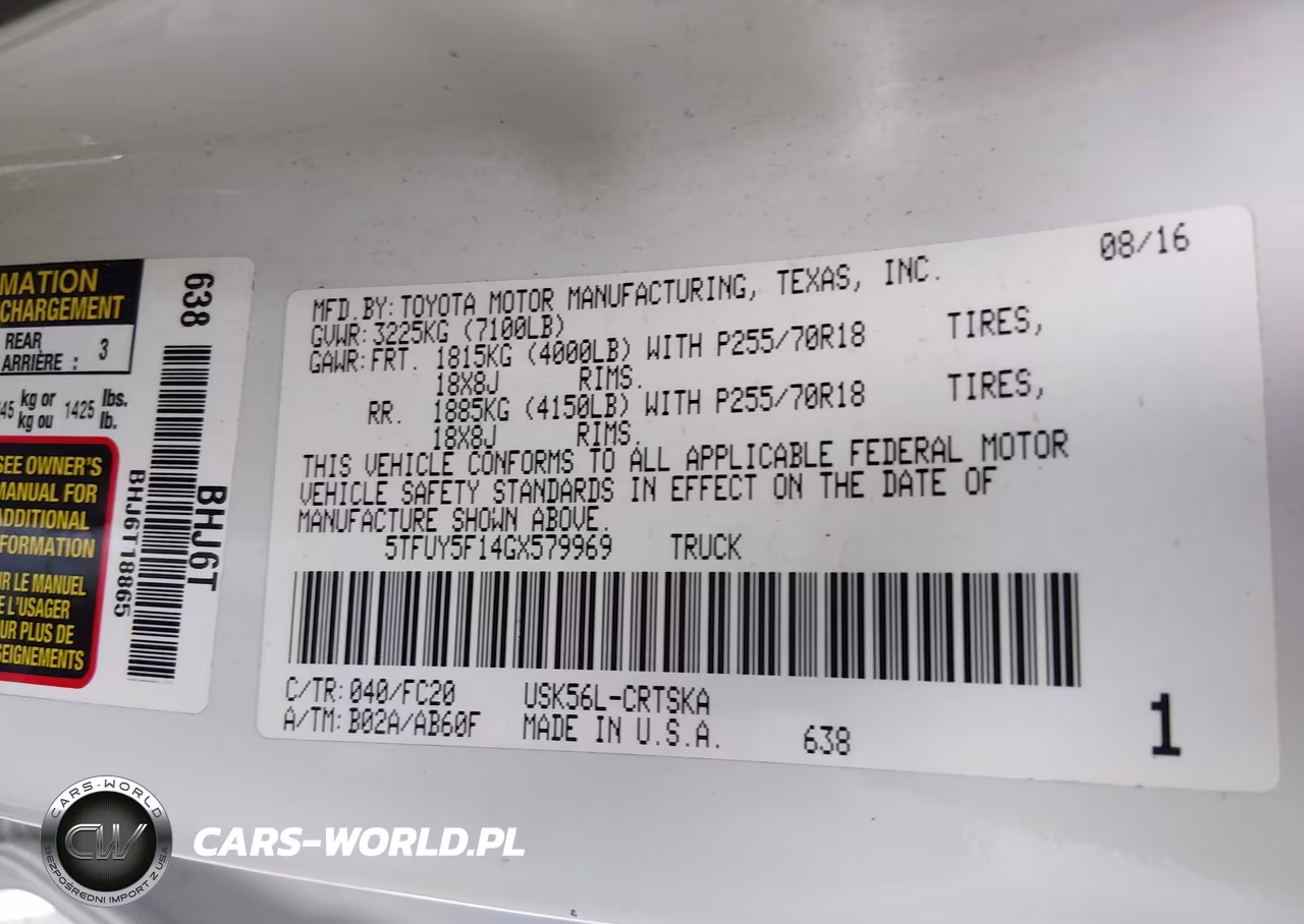 2016 Toyota Tundra Sr5 5.7L V8 VIN:5TFUY5F14GX579969 - 19