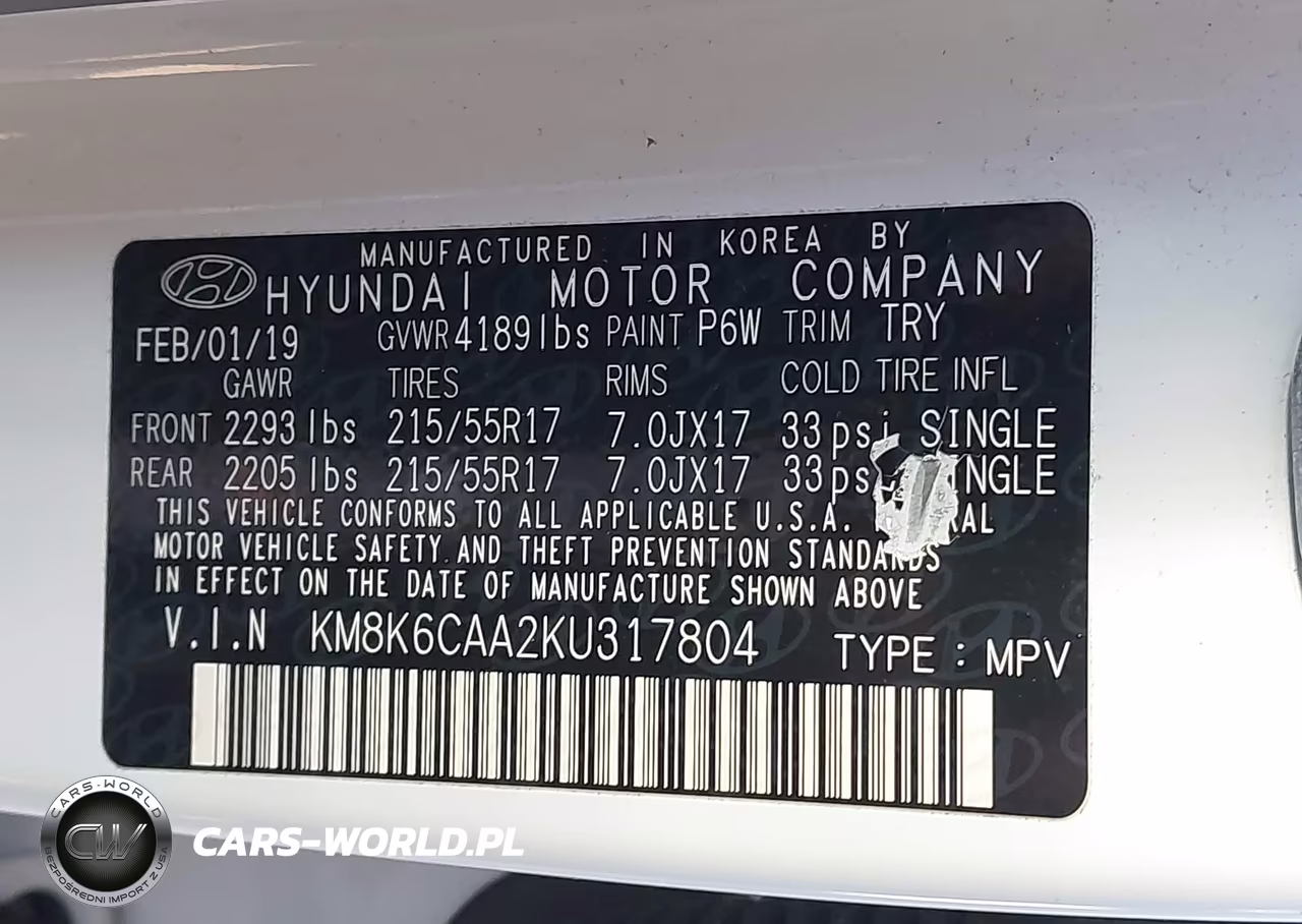 2019 Hyundai Kona Sel VIN:KM8K6CAA2KU317804 - 9