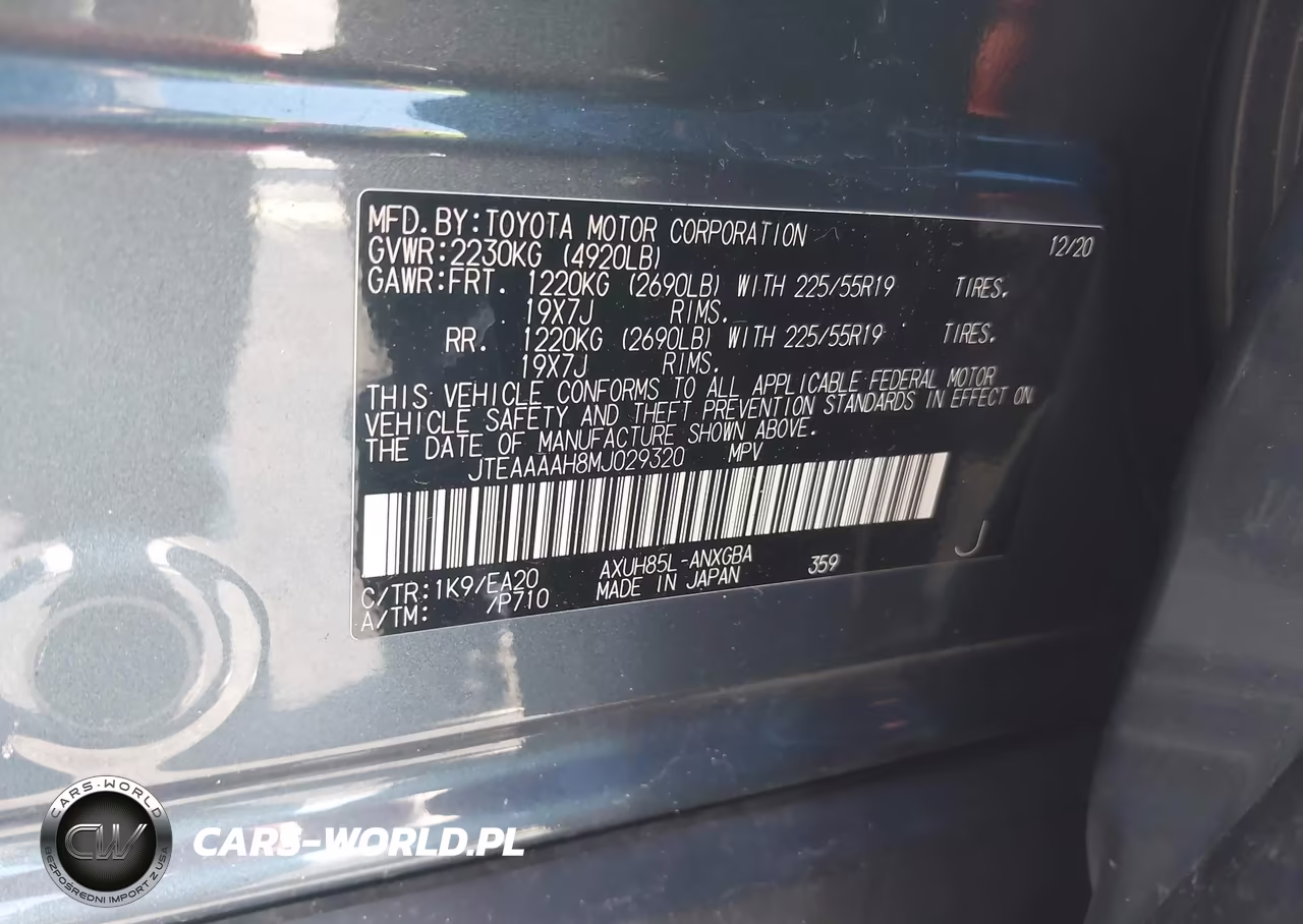 2021 Toyota Venza Xle VIN:JTEAAAAH8MJ029320 - 9