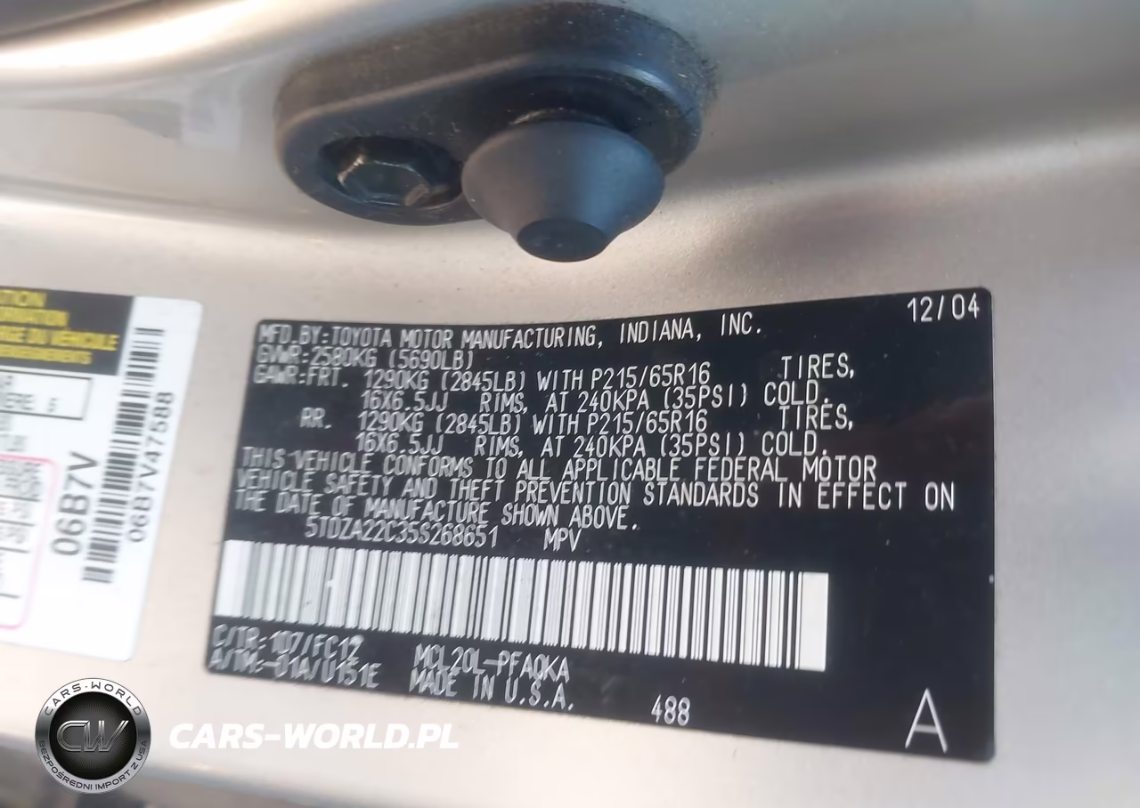 2005 Toyota Sienna Xle VIN:5TDZA22C35S268651 - 9