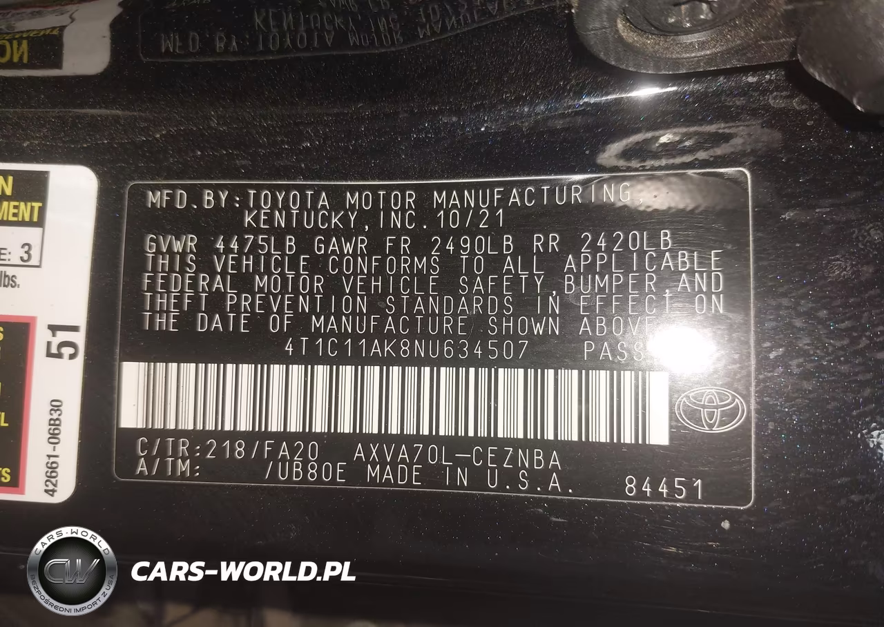 2022 Toyota Camry Le VIN:4T1C11AK8NU634507 - 9