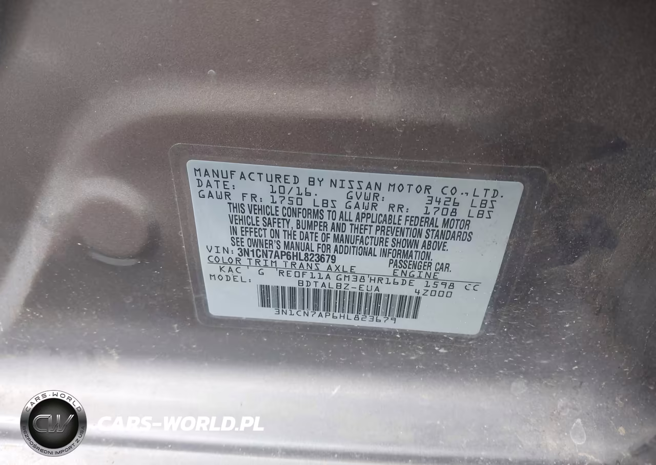 2017 Nissan Versa 1.6 Sv VIN:3N1CN7AP6HL823679 - 9