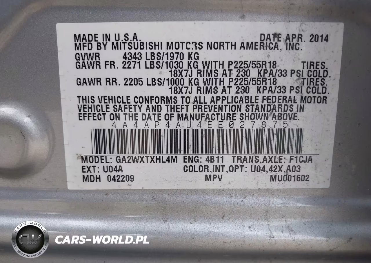 2014 Mitsubishi Outlander Sport Se VIN:4A4AP4AU4EE027875 - 9