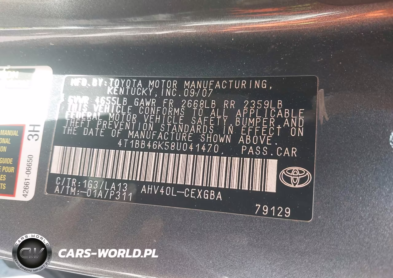 2008 Toyota Camry Hybrid VIN:4T1BB46K58U041470 - 9