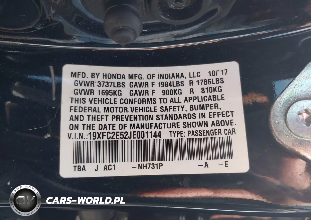 2018 Honda Civic Lx VIN:19XFC2E52JE001144 - 9