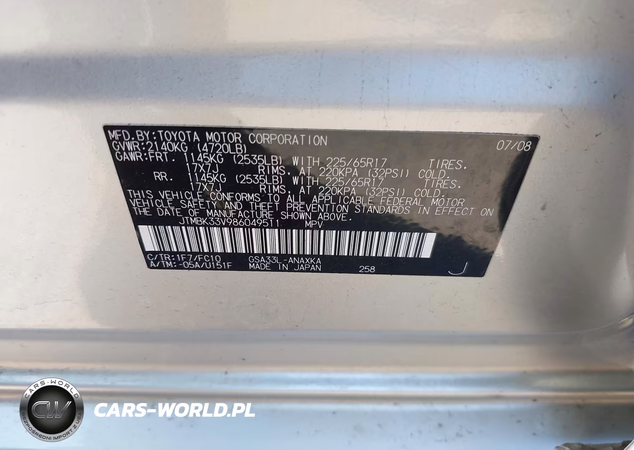 2008 Toyota Rav4 Base V6 VIN:JTMBK33V986049511 - 9