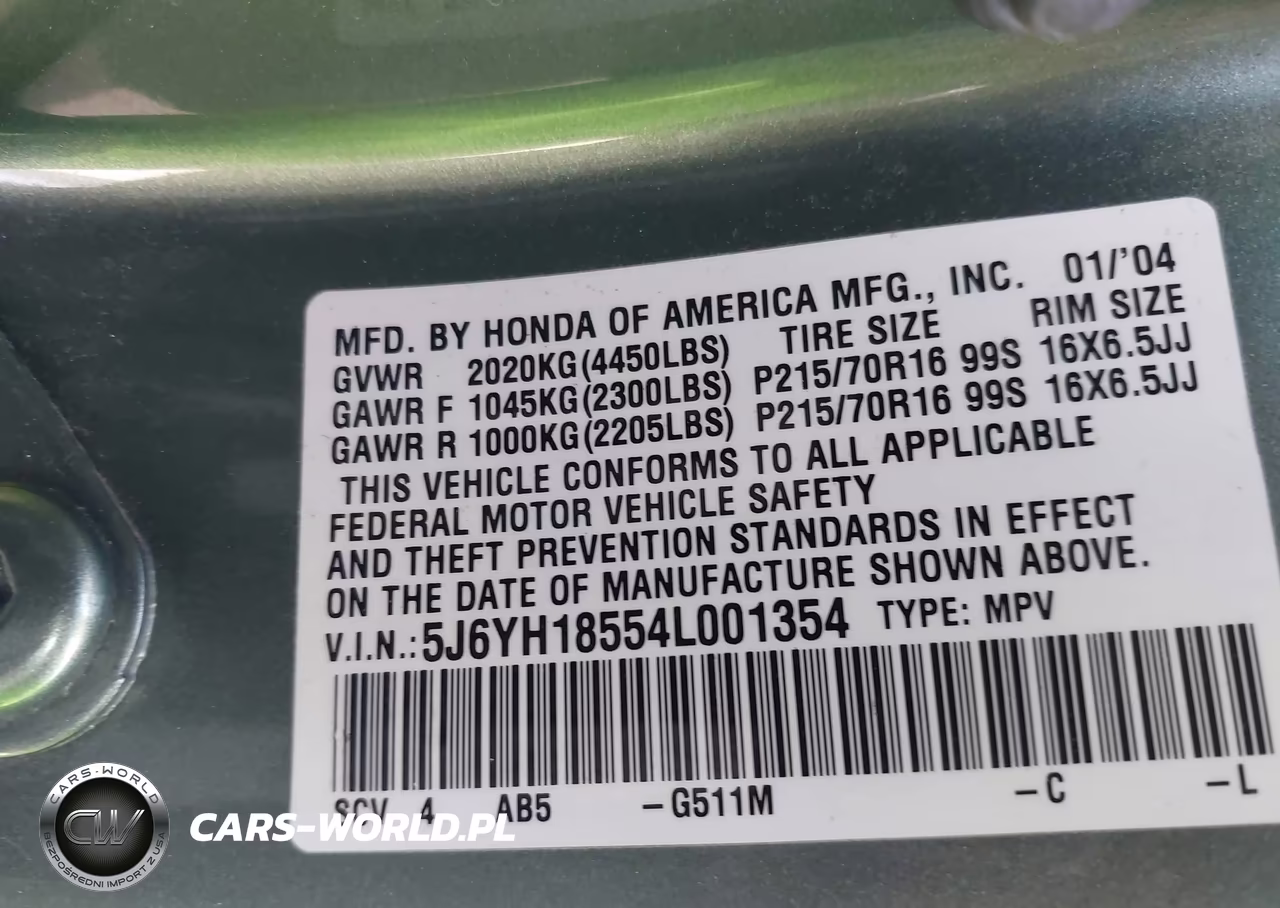 2004 Honda Element Ex VIN:5J6YH18554L001354 - 9