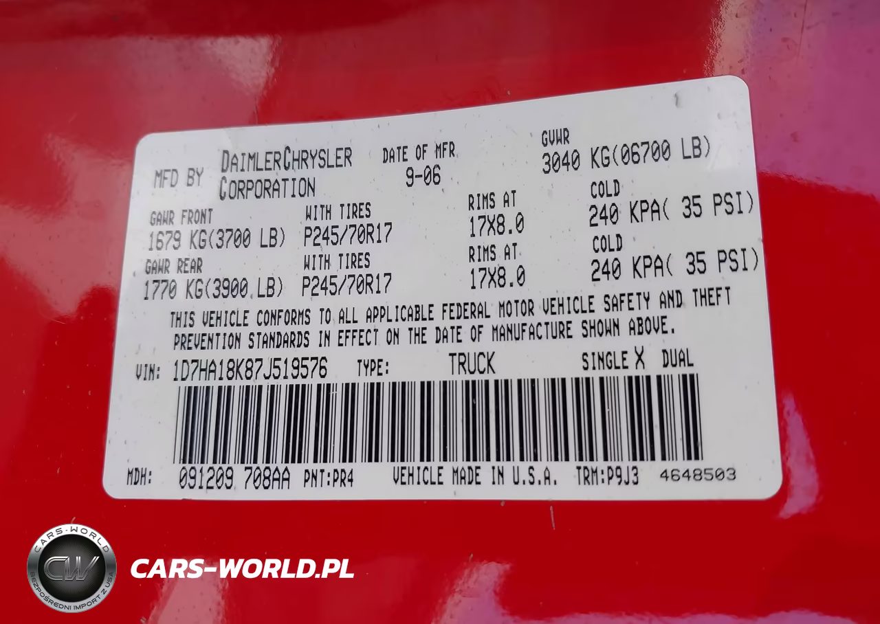 2007 Dodge Ram 1500 St VIN:1D7HA18K87J519576 - 9